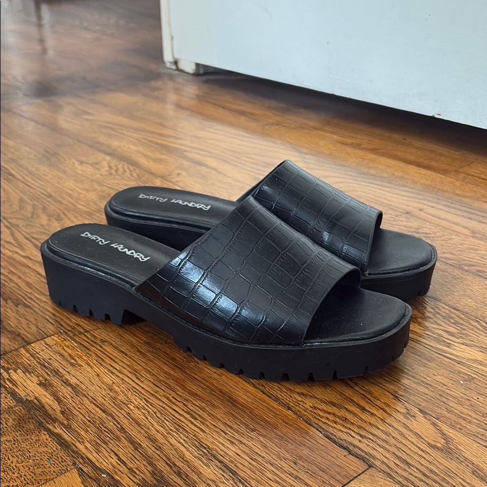 Black Platform Mules with Chunky Silhouette